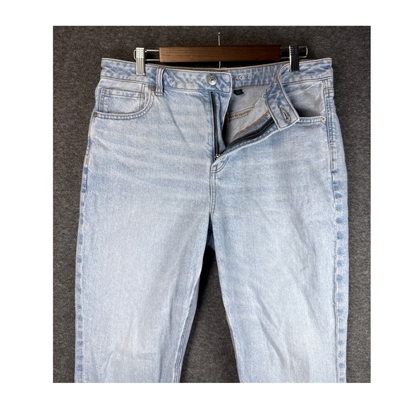 American Eagle Mom Jean Light Wash Distressed Denim Womens Size 14 Short 34x27 - Picture 10 of 13